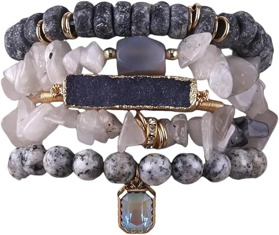 Elegant Stone Bracelet Handmade Beads Jewelry Natural Stone Jewelry Stone Texture for Friend or Lover Present