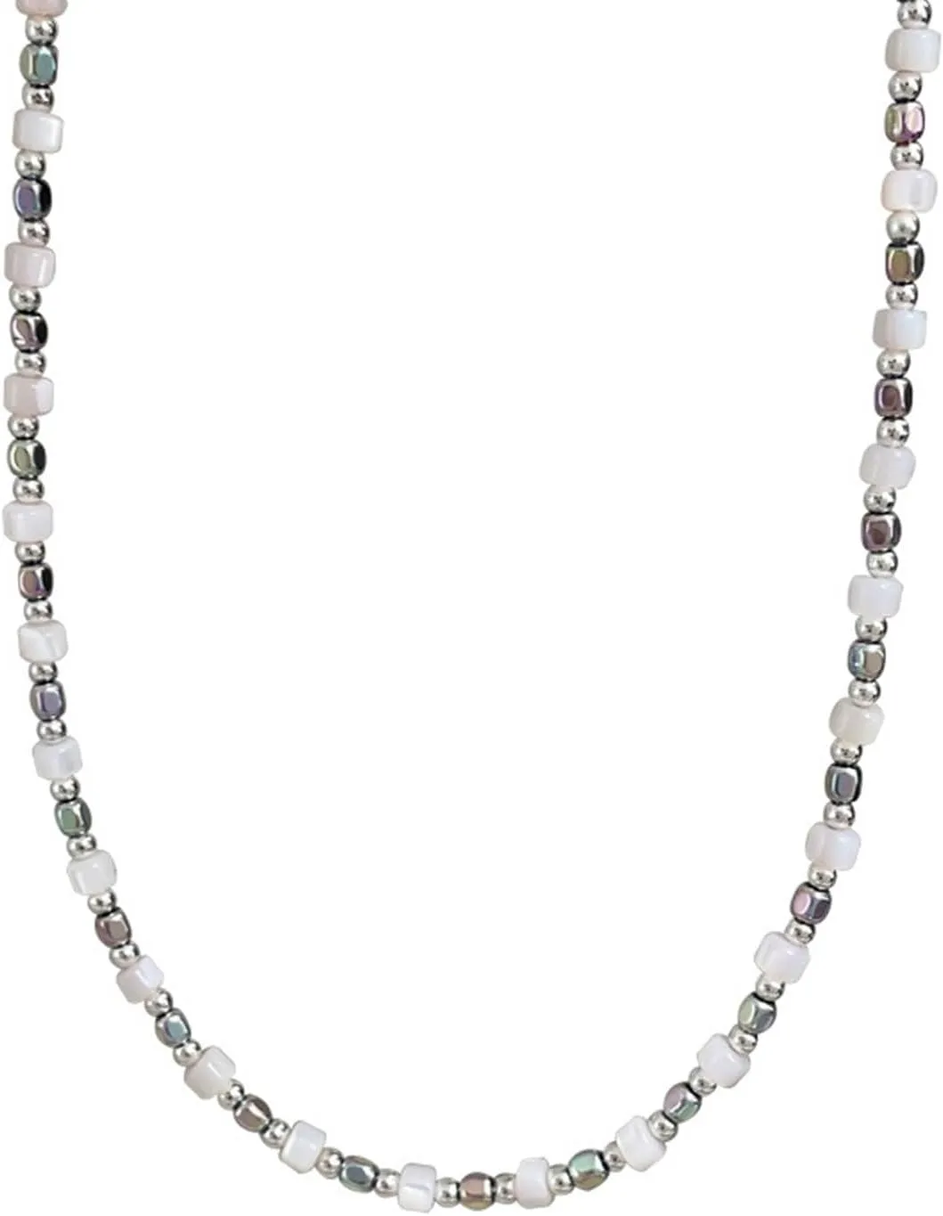 Epinki Necklace Jewelry, Women Silver Plated Simple Shell Bead Vintage Fashion Necklace 18 Inch