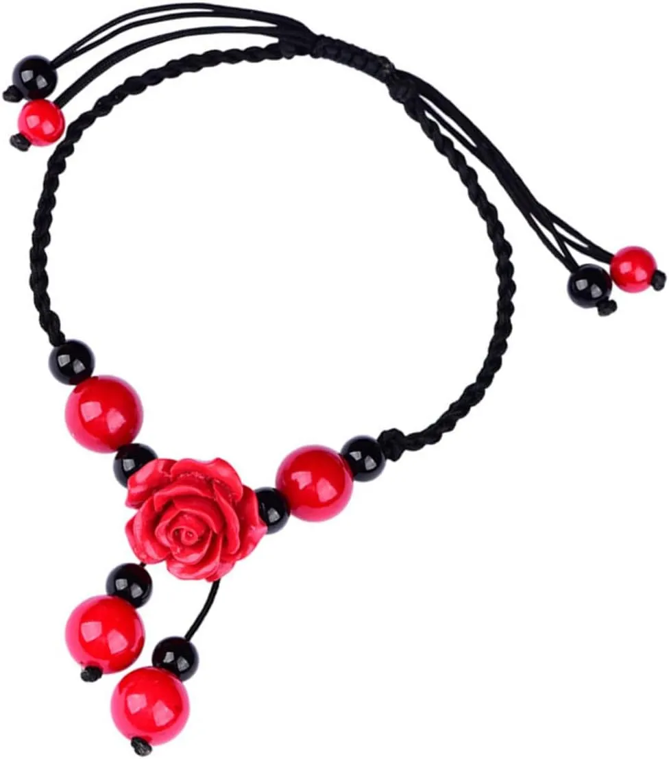Ethnic Style Anklet Handmade Agate Ankle Bracelet Vintage Ankle Chain Jewelry for Women Foot Jewelry Accessory