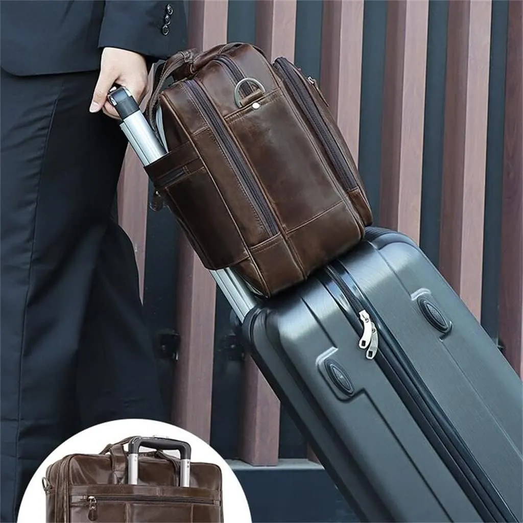 European And American Retro Leather Men's Bag Leather Briefcase Handbag Computer Bag