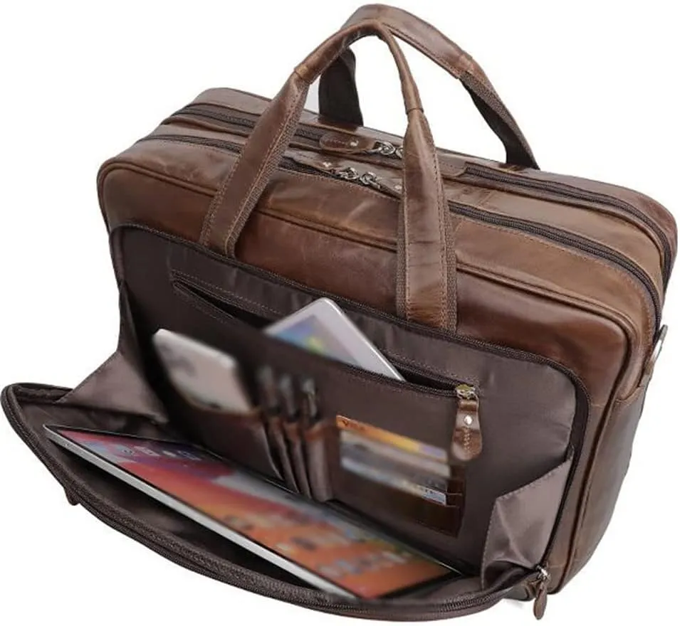 European And American Retro Leather Men's Bag Leather Briefcase Handbag Computer Bag