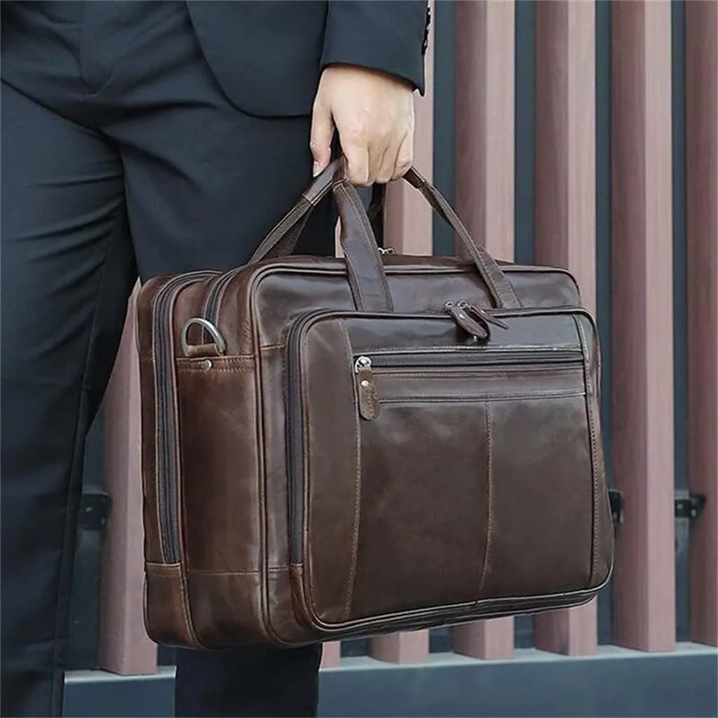European And American Retro Leather Men's Bag Leather Briefcase Handbag Computer Bag