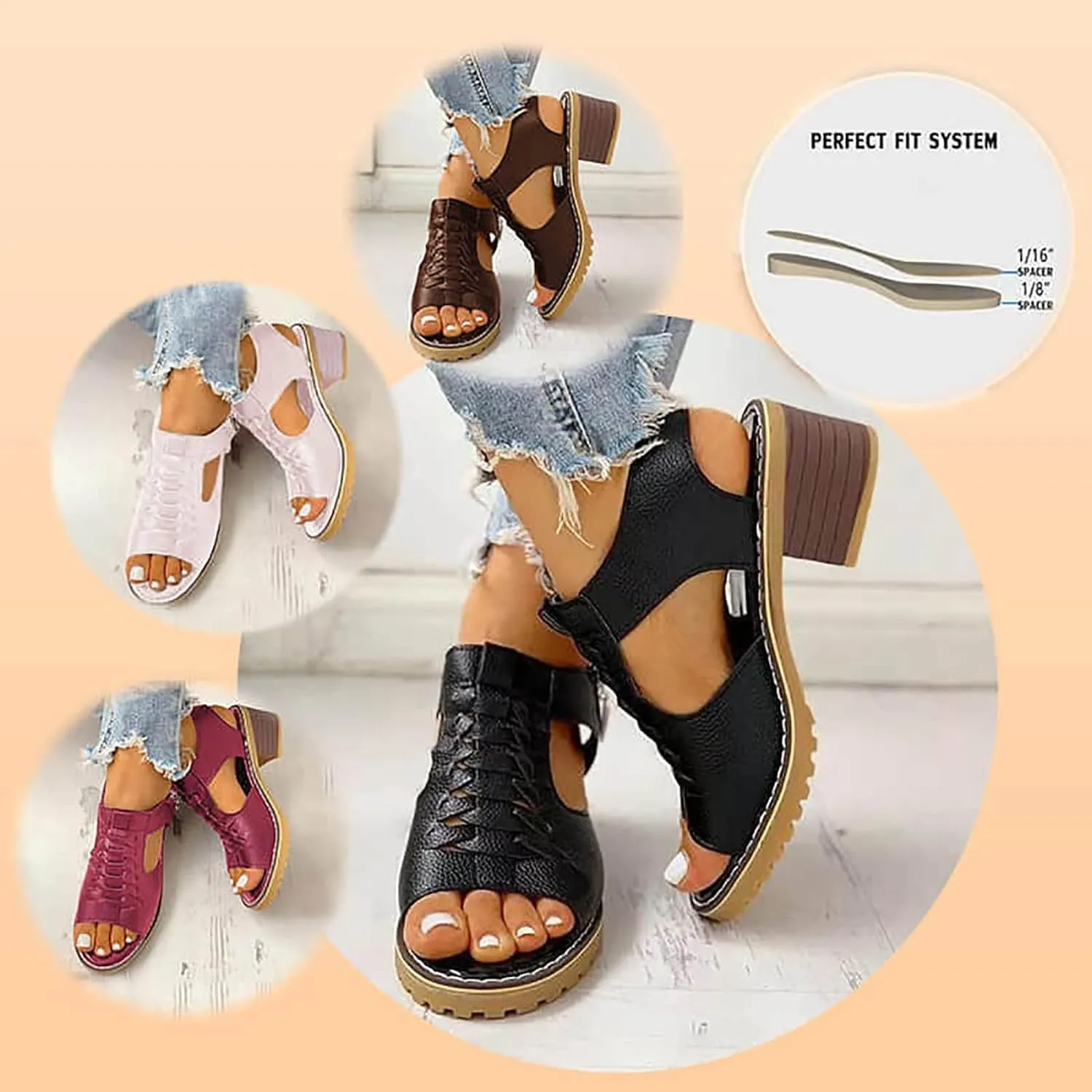 Fanyil Women's Comfy Orthotic Sandals,Fanyil Womens Sandals,Women Dressy Comfortable Wedges Chunky Heels Dress Shoes