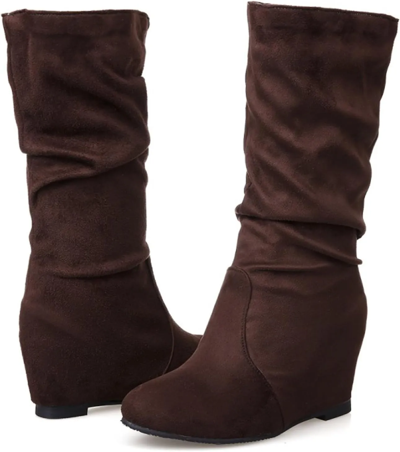Fashion Women Mid Calf Boots Comfortable Casual Women Boots Ladies Fashion Retro Low Heels Suede Mid Calf Boots