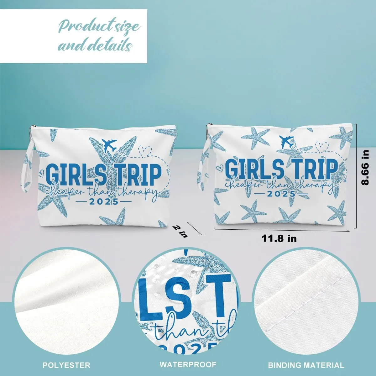 Fokongna 2PCS Girls Trip Gifts Favors Starfish Wet Bag Wet Dry Bag Beach Bag for Swimsuit Toiletry Bag Travel Essentials For Women, Beach Travel Gym Wet Dry Bag for Swimsuit Dirty Diaper Bag Gifts