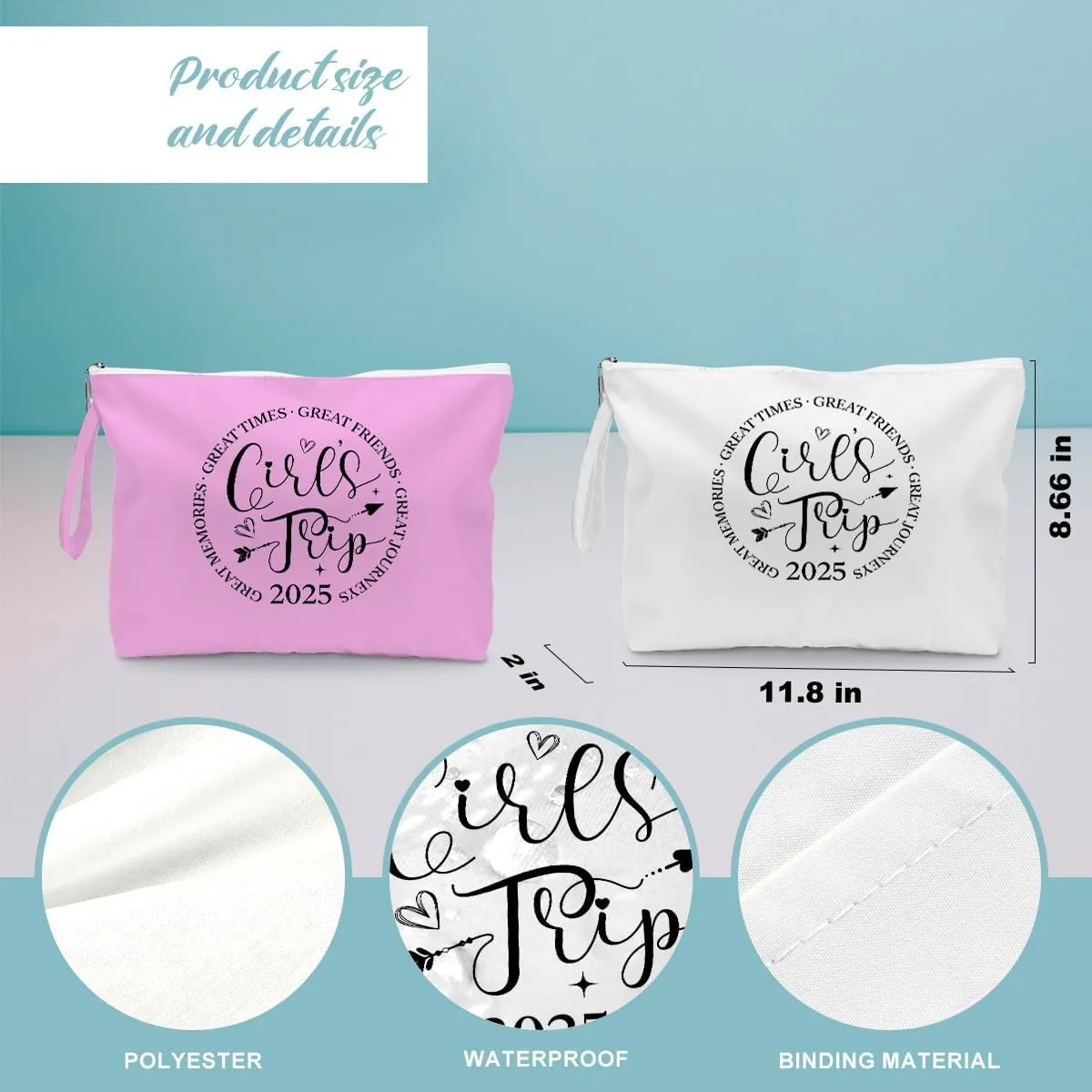 Fokongna 2PCS Girls Trip Gifts Wet Bag Wet Dry Bag Beach Bag Favors, for Swimsuit Toiletry Bag Travel Essentials For Women, Beach Travel Gym Wet Dry Bag for Swimsuit Dirty Diaper Bag