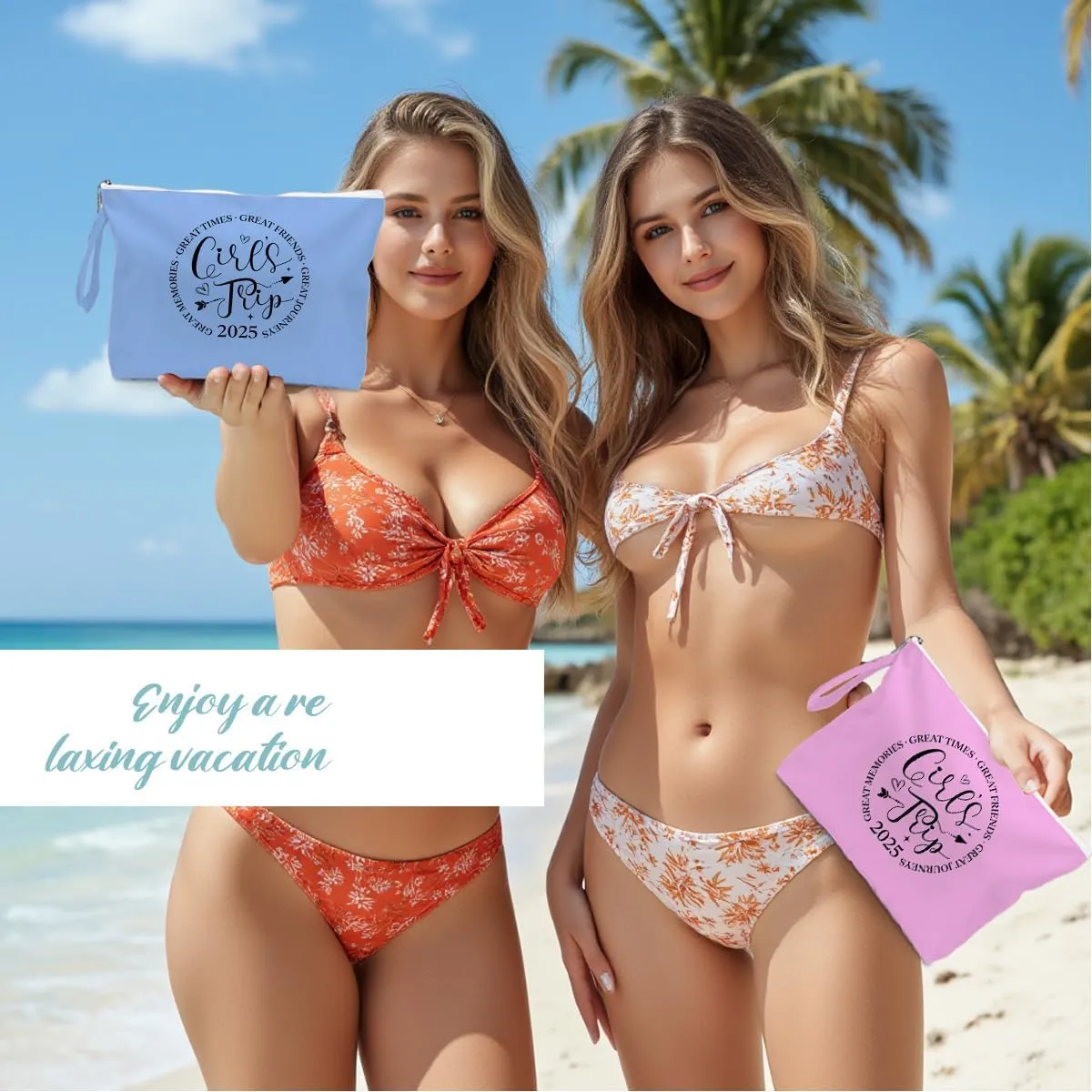 Fokongna 2PCS Girls Trip Gifts Wet Bag Wet Dry Bag Beach Bag Favors for Swimsuit Toiletry Bag Travel Essentials For Women, Beach Travel Gym Wet Dry Bag for Swimsuit Dirty Diaper Bag