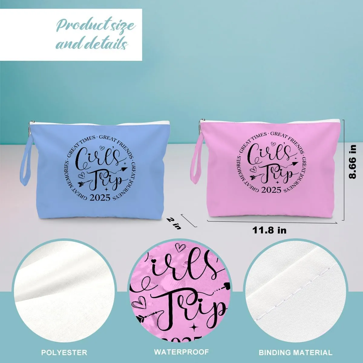 Fokongna 2PCS Girls Trip Gifts Wet Bag Wet Dry Bag Beach Bag Favors for Swimsuit Toiletry Bag Travel Essentials For Women, Beach Travel Gym Wet Dry Bag for Swimsuit Dirty Diaper Bag