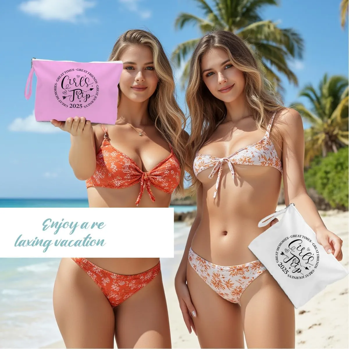 Fokongna 2PCS Girls Trip Gifts Wet Bag Wet Dry Bag Beach Bag Favors, for Swimsuit Toiletry Bag Travel Essentials For Women, Beach Travel Gym Wet Dry Bag for Swimsuit Dirty Diaper Bag