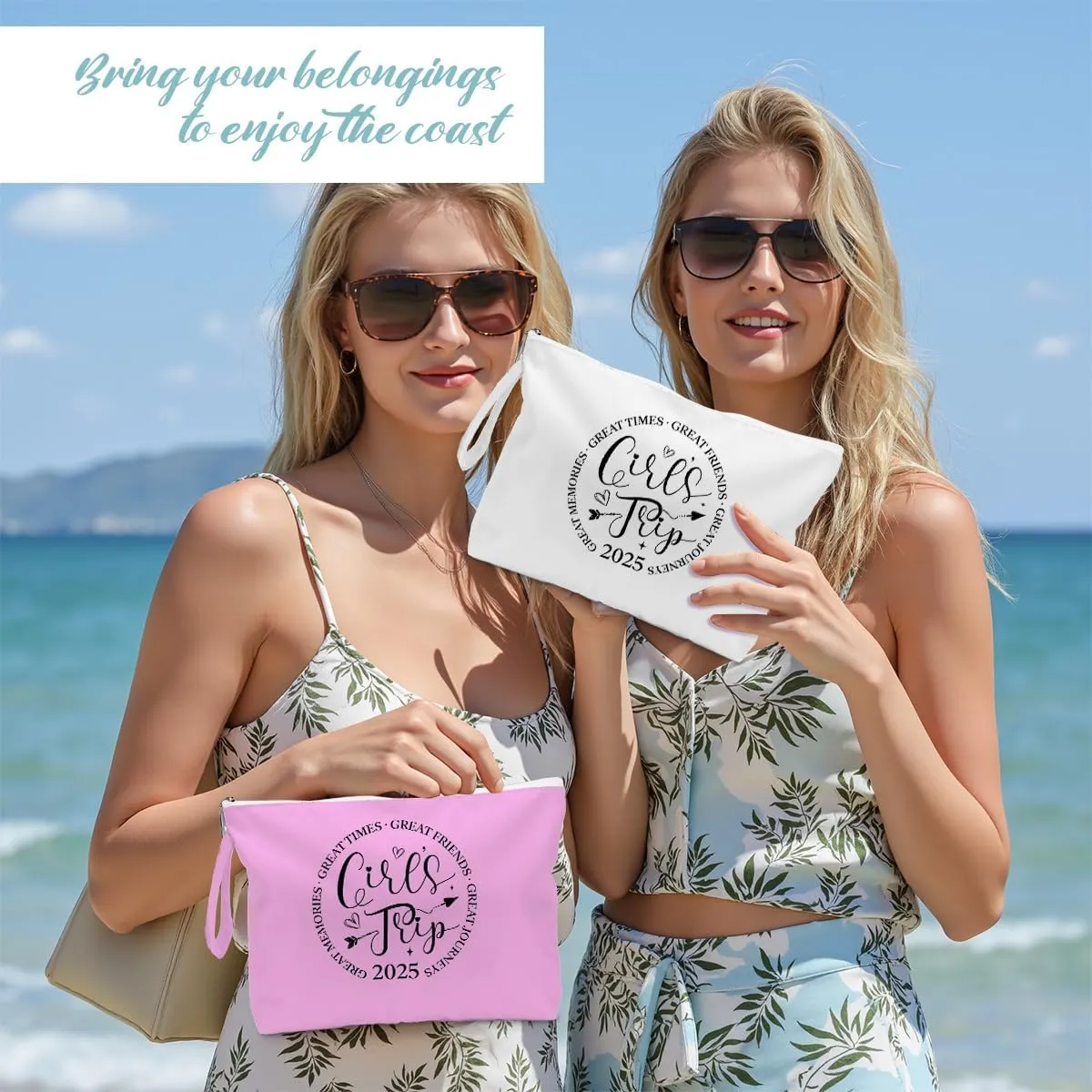 Fokongna 2PCS Girls Trip Gifts Wet Bag Wet Dry Bag Beach Bag Favors, for Swimsuit Toiletry Bag Travel Essentials For Women, Beach Travel Gym Wet Dry Bag for Swimsuit Dirty Diaper Bag