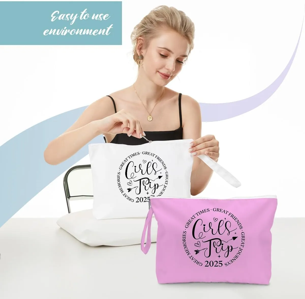 Fokongna 2PCS Girls Trip Gifts Wet Bag Wet Dry Bag Beach Bag Favors, for Swimsuit Toiletry Bag Travel Essentials For Women, Beach Travel Gym Wet Dry Bag for Swimsuit Dirty Diaper Bag