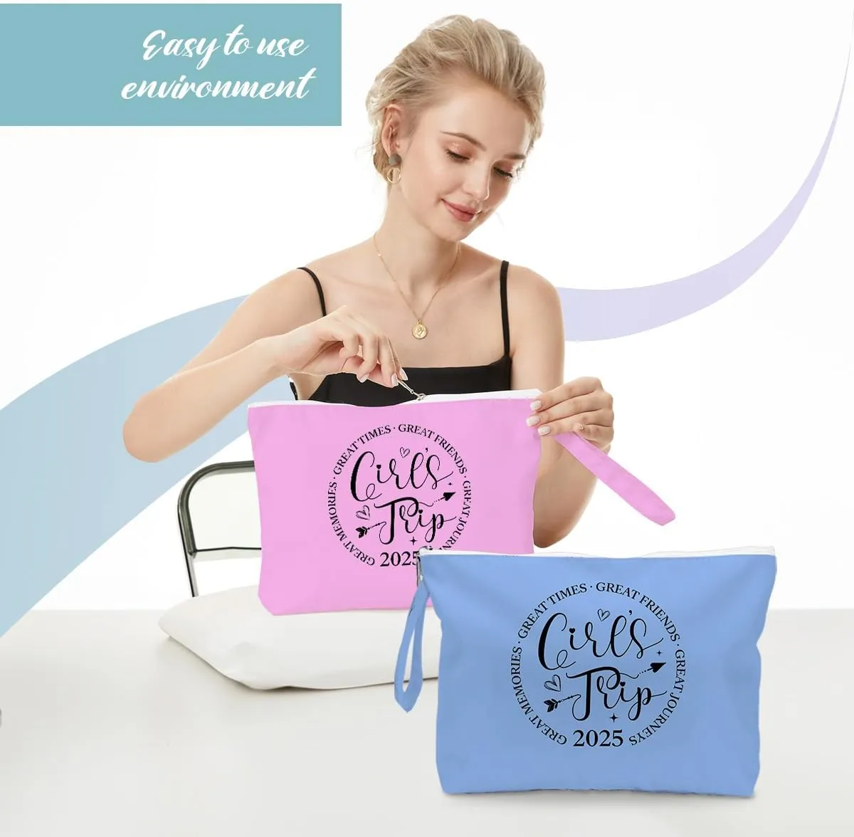 Fokongna 2PCS Girls Trip Gifts Wet Bag Wet Dry Bag Beach Bag Favors for Swimsuit Toiletry Bag Travel Essentials For Women, Beach Travel Gym Wet Dry Bag for Swimsuit Dirty Diaper Bag