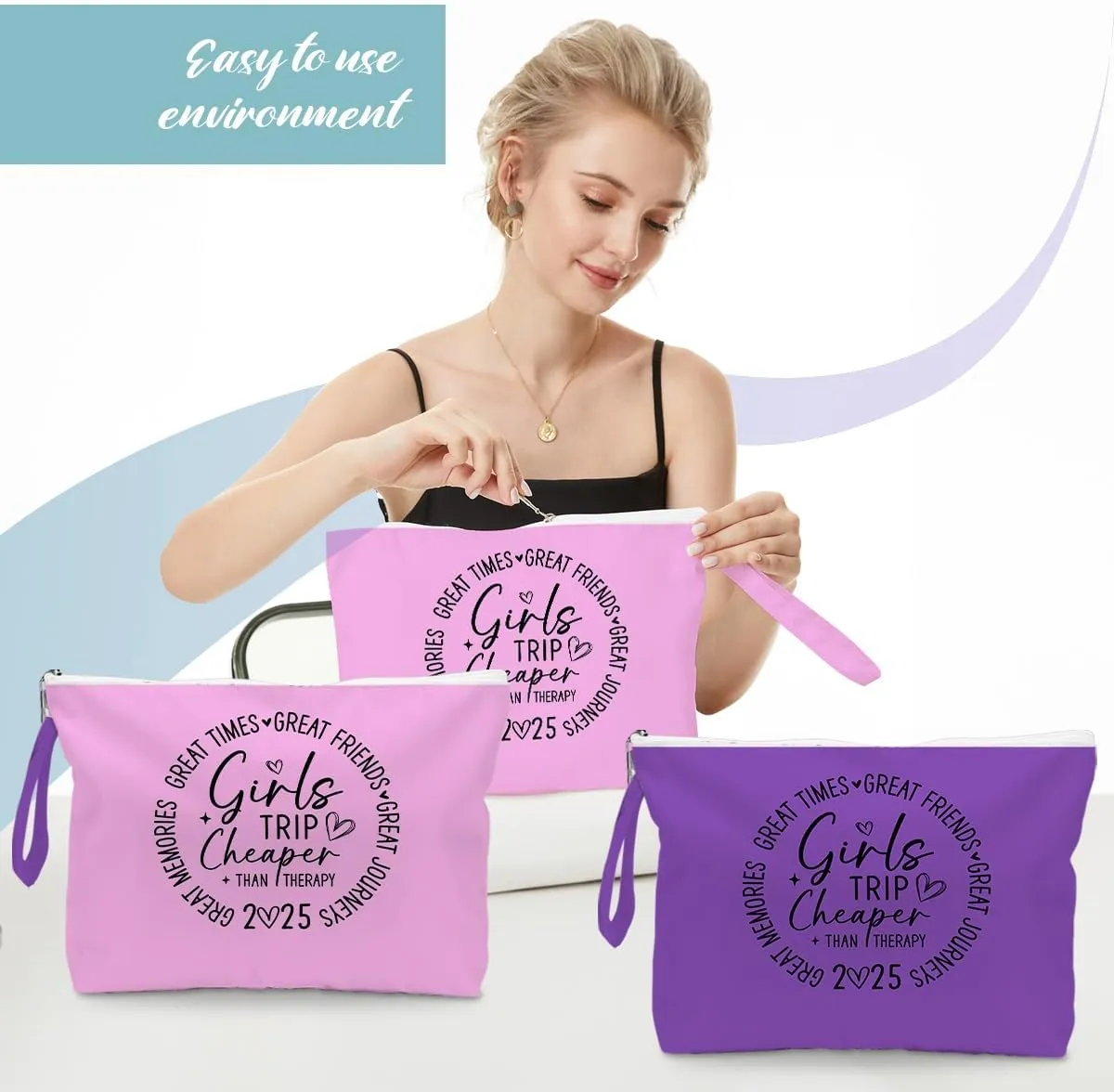 Fokongna 3PCS Girls Trip Gifts Wet Bag Wet Dry Bag Beach Bags Favors, for Swimsuit Toiletry Travel Essentials For Women, Beach Travel Gym for Swimsuit Dirty Diaper Bags