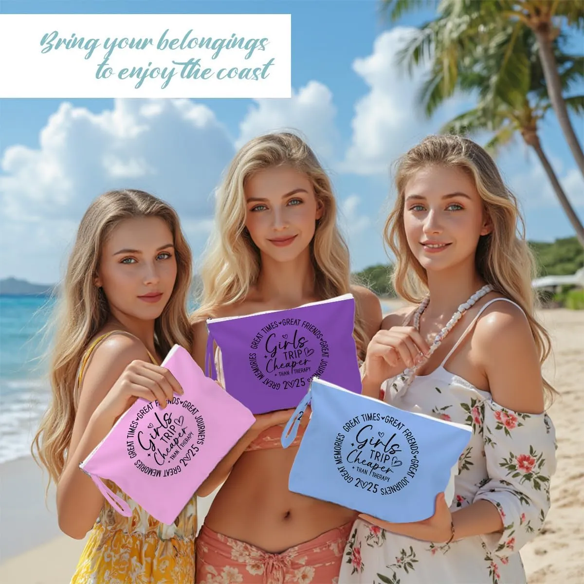 Fokongna 3PCS Girls Trip Gifts Wet Bag Wet Dry Bag Beach Bags Favors, for Swimsuit Toiletry Travel Essentials For Women, Beach Travel Gym for Swimsuit Dirty Diaper Bags