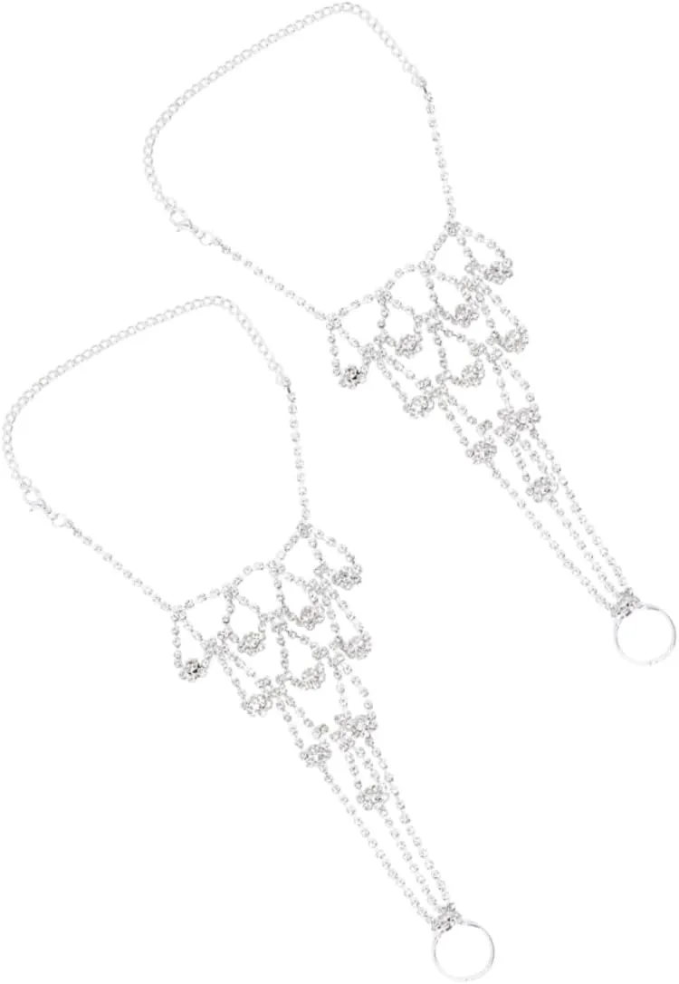 Foot Chain Jewelry for Women 2 Pcs Rhinestone Anklets Beach Anklet Jewelry for Women Comfortable Fit