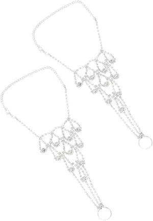 Foot Chain Jewelry for Women 2 Pcs Rhinestone Anklets Beach Anklet Jewelry for Women Comfortable Fit