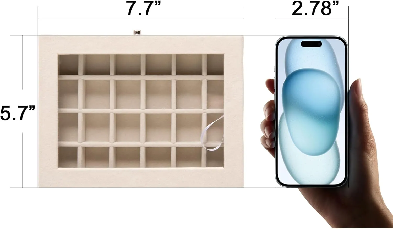 Frebeauty 24 Grid Jewelry Tray,Velvet Stud Earring Organizer,Small Jewelry Organizer with Clear Lid,Lockable Earring Holder Organizer Jewelry Boxes & Organizer Ring Holder for Women & Girls(Grey)