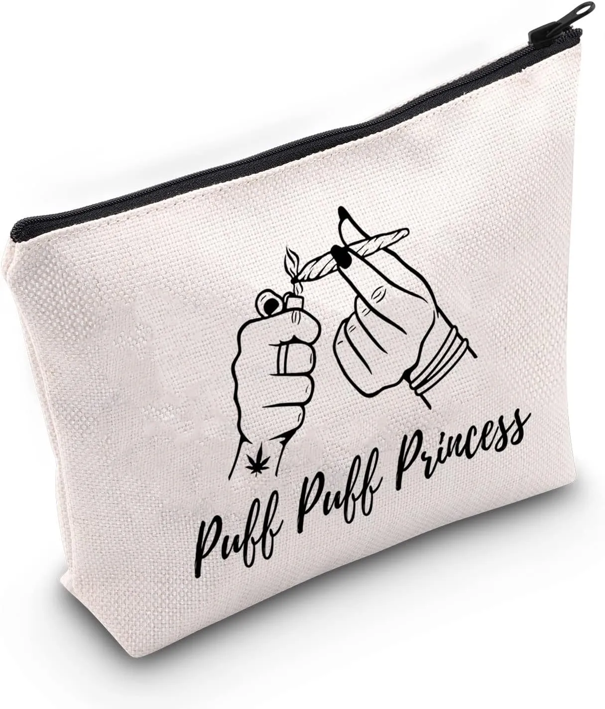 G2TUP Weed Lover Gift Puff Puff Princess Makeup Bag Weed Leaf Cosmetics Case Zipper Travel Pouch Gifts for Women Stoner Friends