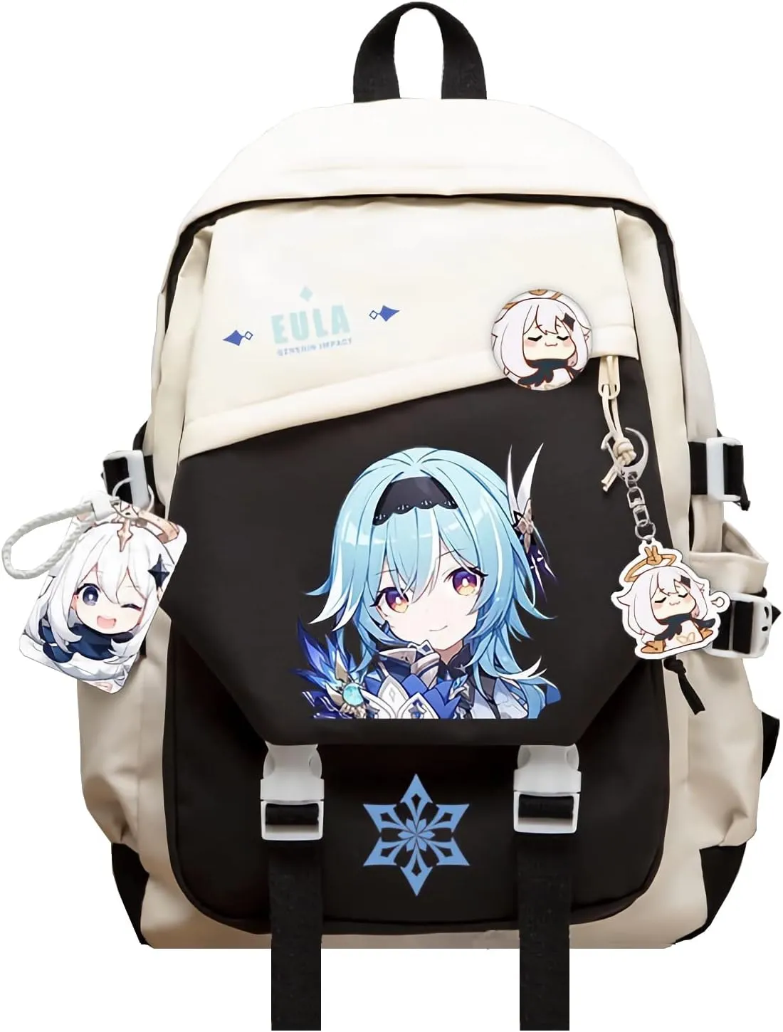 Genshin Impact Backpack Eula Backpack Cute 3D Printed Laptop Bookbag 17" Large Capacity Travel BackPack With Gift