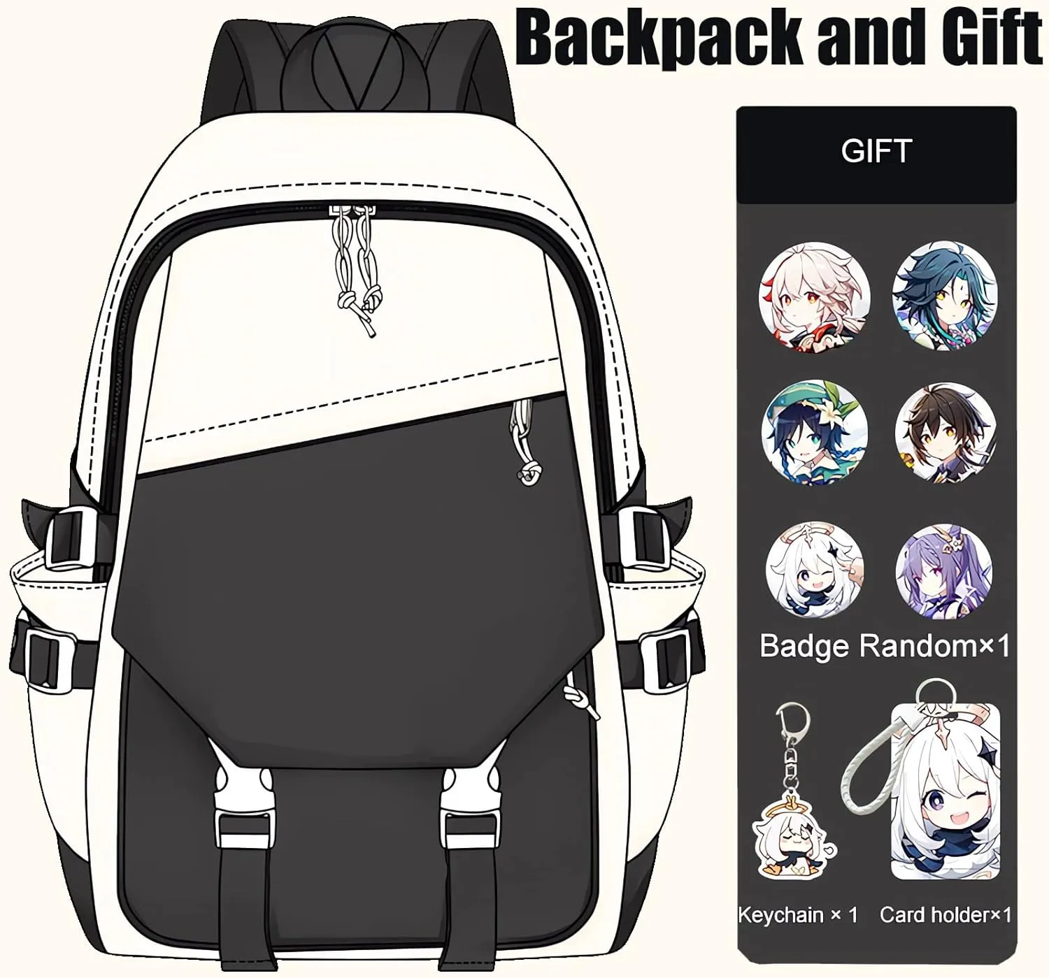 Genshin Impact Backpack Eula Backpack Cute 3D Printed Laptop Bookbag 17" Large Capacity Travel BackPack With Gift