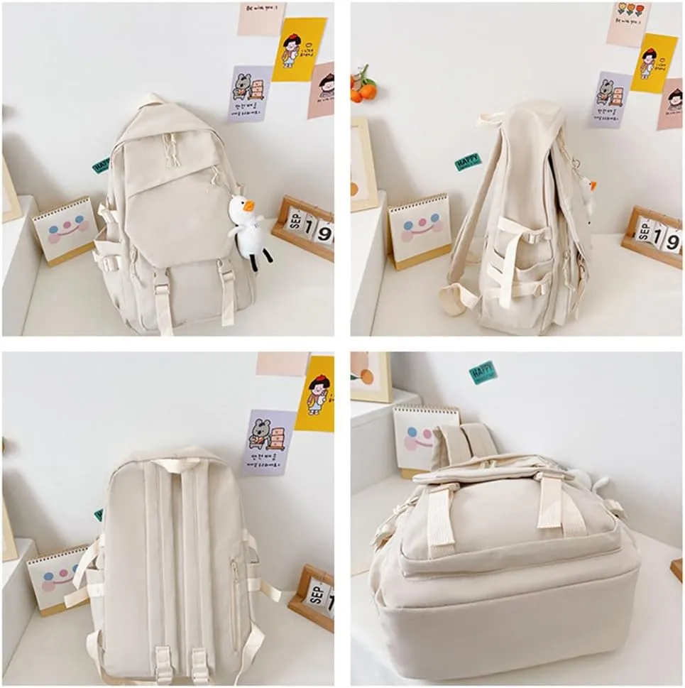 Genshin Impact Backpack Ganyu Backpack Cute 3D Printed Daypack Laptop 17" Large Capacity Travel White BackPack With Gift