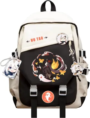 Genshin Impact Backpack Hutao Anime Laptop Bookbag Student Backpack 3D Print School Bags Travel Backpack With Gift