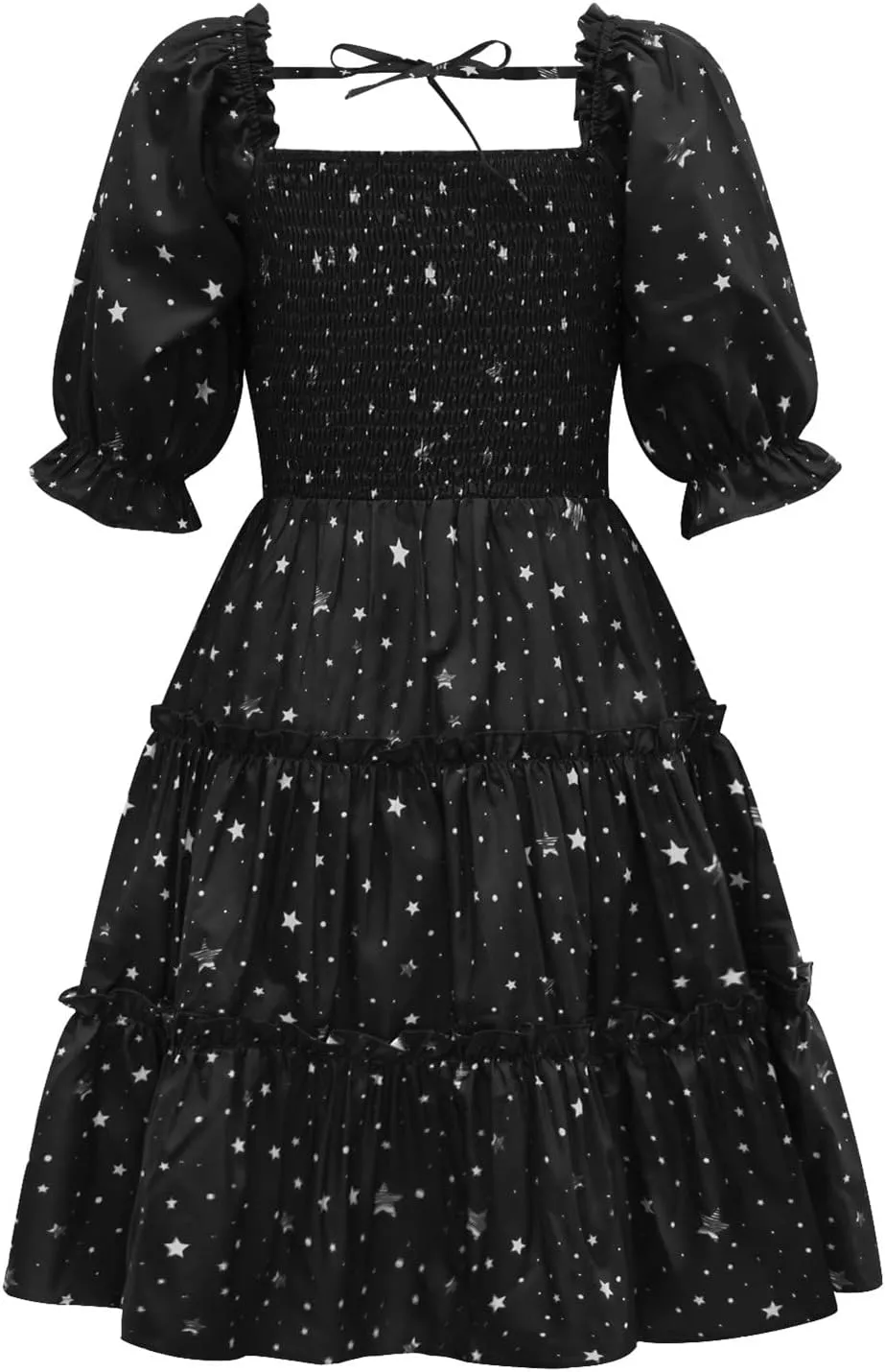 Girls Floral Ruffle Dress Summer Kids Flowy Puff Sleeve Casual Backless Princess Dress Mini Dresses for