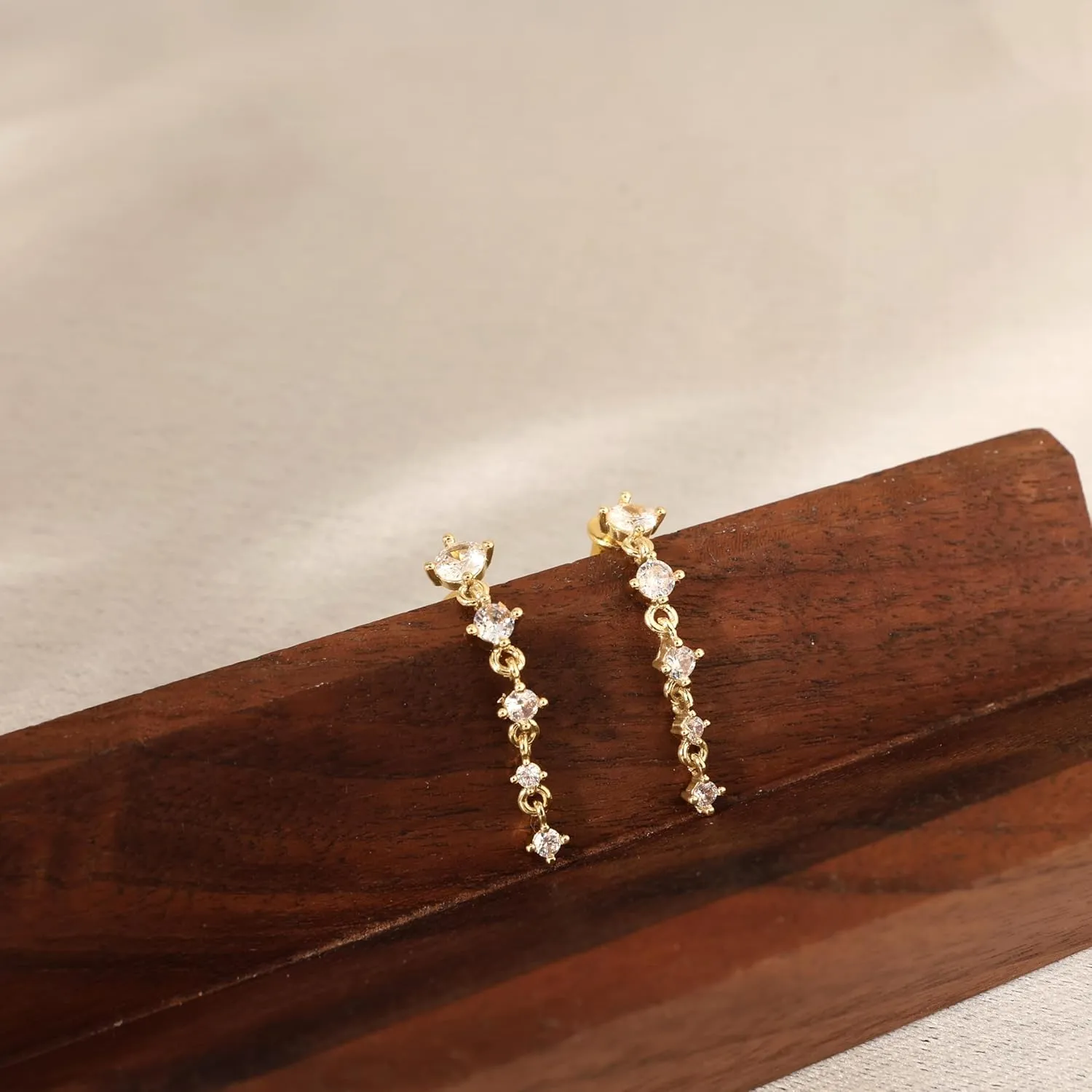 Gold Earrings for Women,Dainty 14k Gold Plated Pearl Drop Earring Dangle Pearl Dangling Earrings for Women Trendy Small Cute Wedding CZ Earring Long Chain Threader Prom Jewelry Gifts