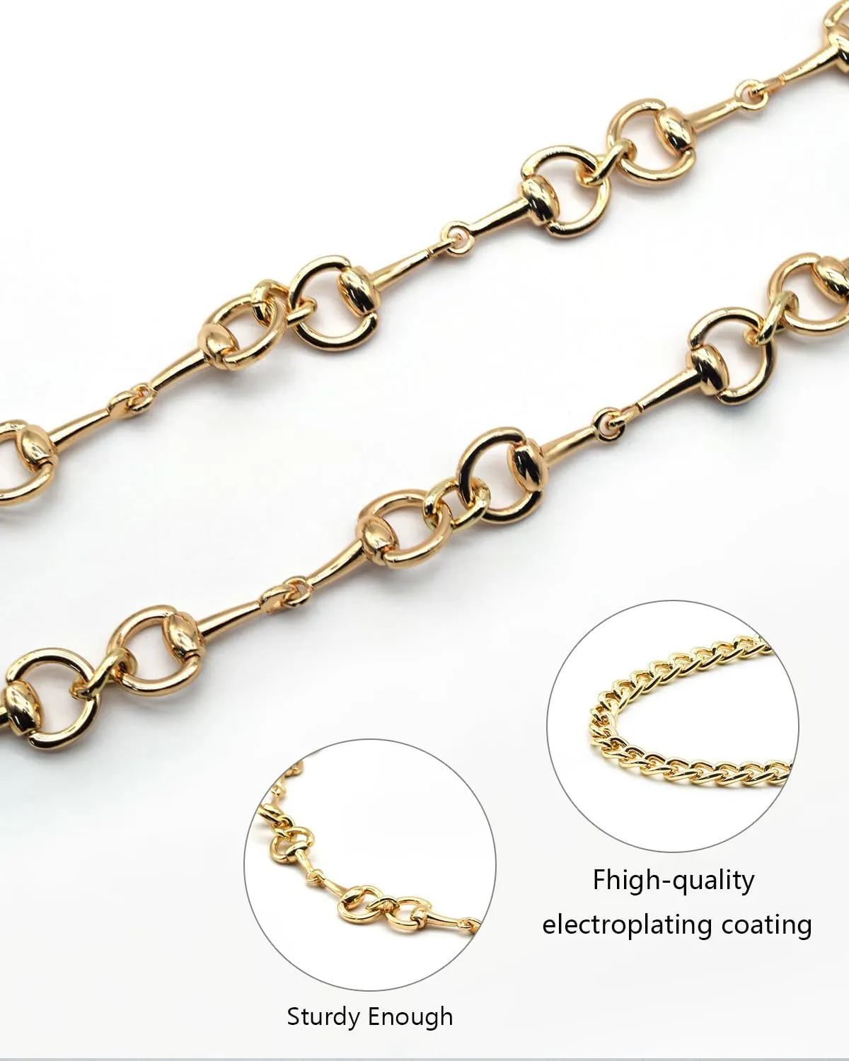 Gold Waist Chain Belt for Women, Adjustable Fashion Metal Body Link Belts for Jeans Dresses