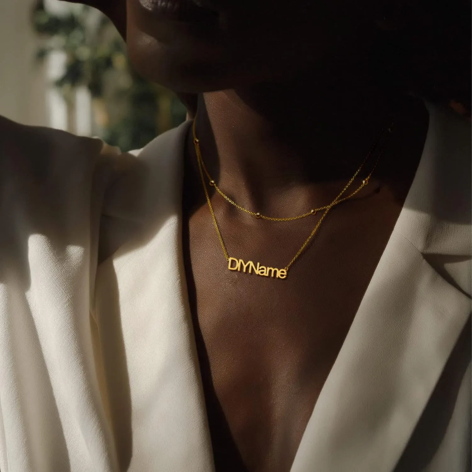 GOLDCHIC JEWELRY Custom Name Necklaces for Women, Personalized Layered Chain Choker Necklaces Namepate Layering Chains Jewelry