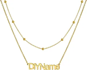GOLDCHIC JEWELRY Custom Name Necklaces for Women, Personalized Layered Chain Choker Necklaces Namepate Layering Chains Jewelry