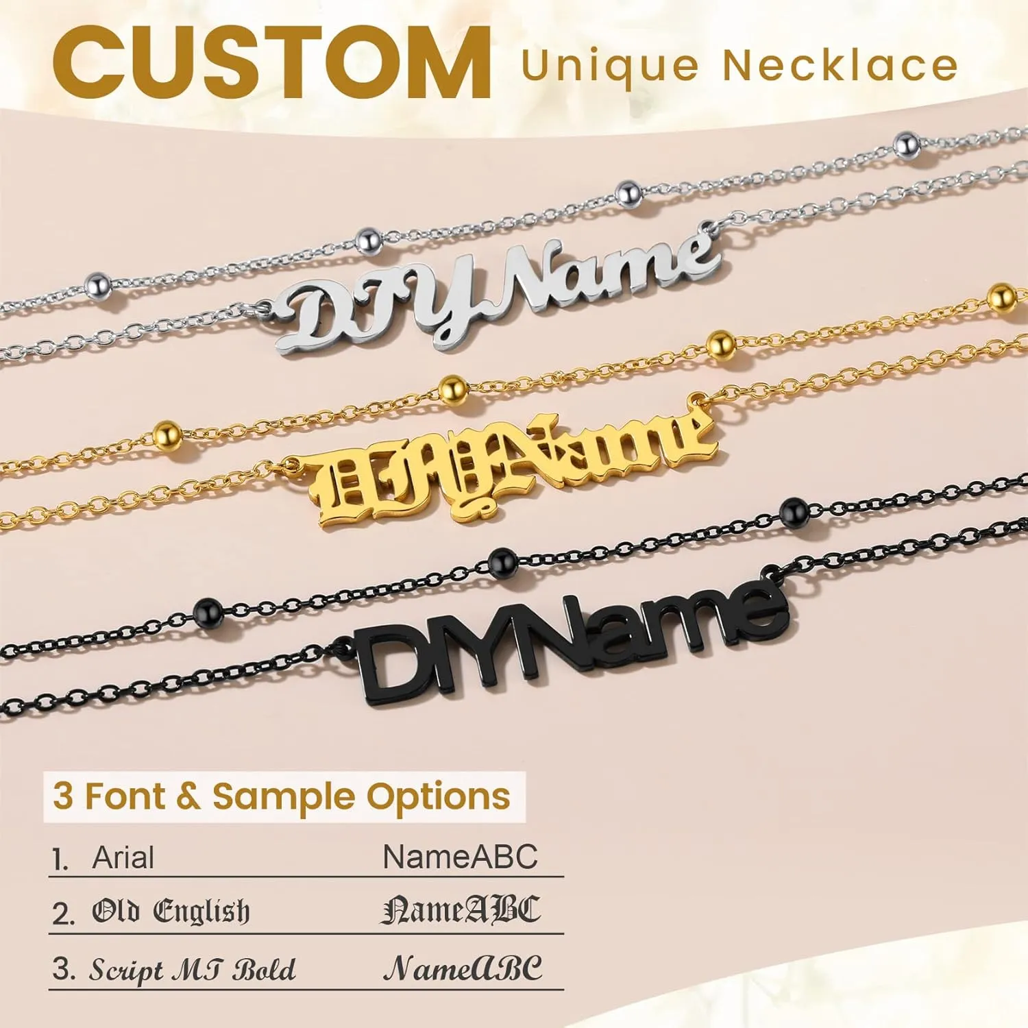 GOLDCHIC JEWELRY Custom Name Necklaces for Women, Personalized Layered Chain Choker Necklaces Namepate Layering Chains Jewelry