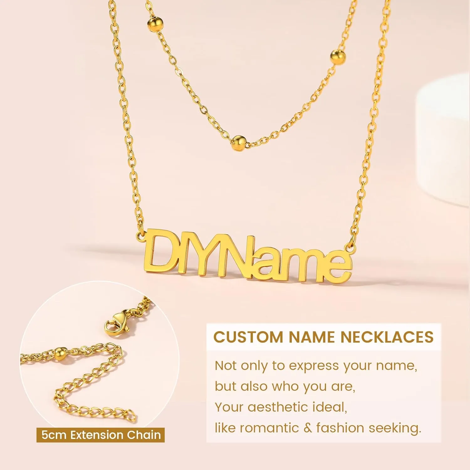 GOLDCHIC JEWELRY Custom Name Necklaces for Women, Personalized Layered Chain Choker Necklaces Namepate Layering Chains Jewelry