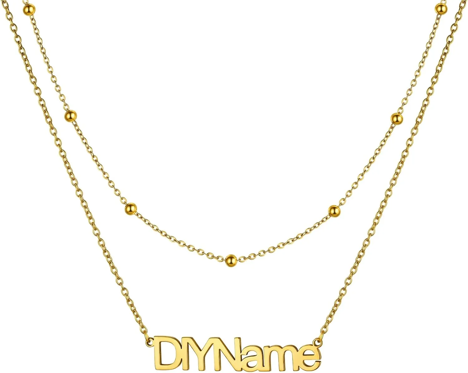 GOLDCHIC JEWELRY Custom Name Necklaces for Women, Personalized Layered Chain Choker Necklaces Namepate Layering Chains Jewelry