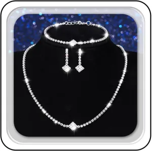 GORAIS Gold Wedding Bridal Jewelry Sets Rhinestone Necklace Set Formal Costume Jewelry for Women and Brides