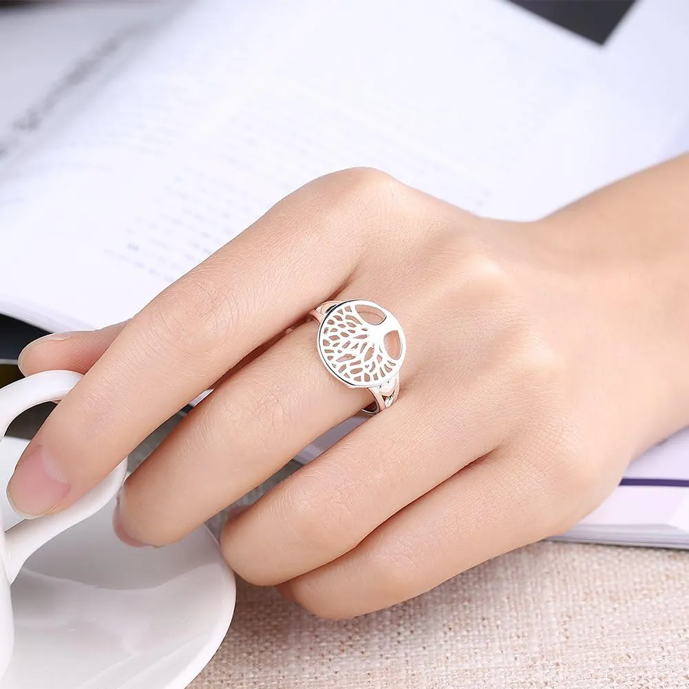 Greendou Fashion Jewelry 925 Sterling Silver Tree of Life Ring Jewelry Wedding Women Cute Size 7-9