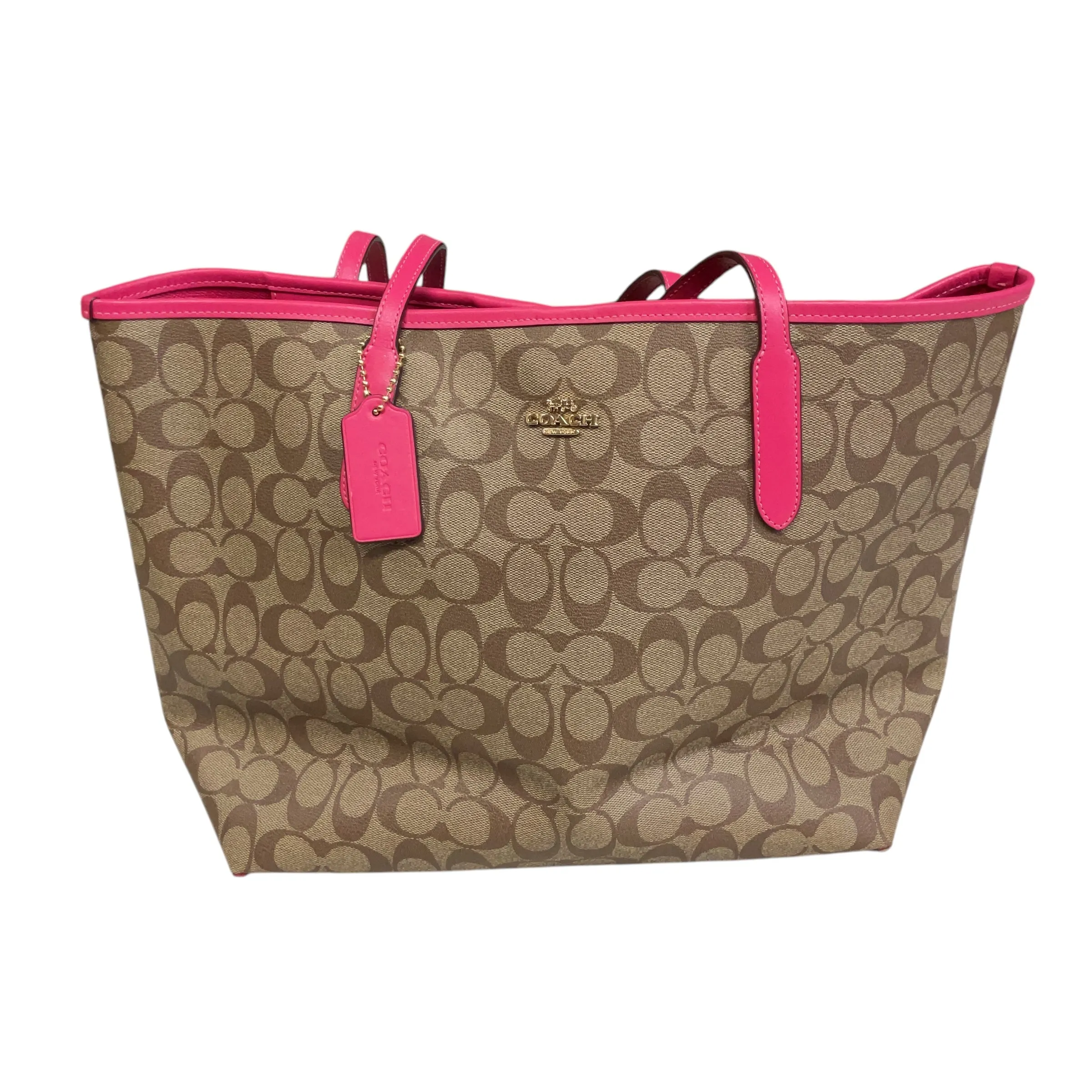 Handbag Designer By Coach In Brown & Pink, Size:Large
