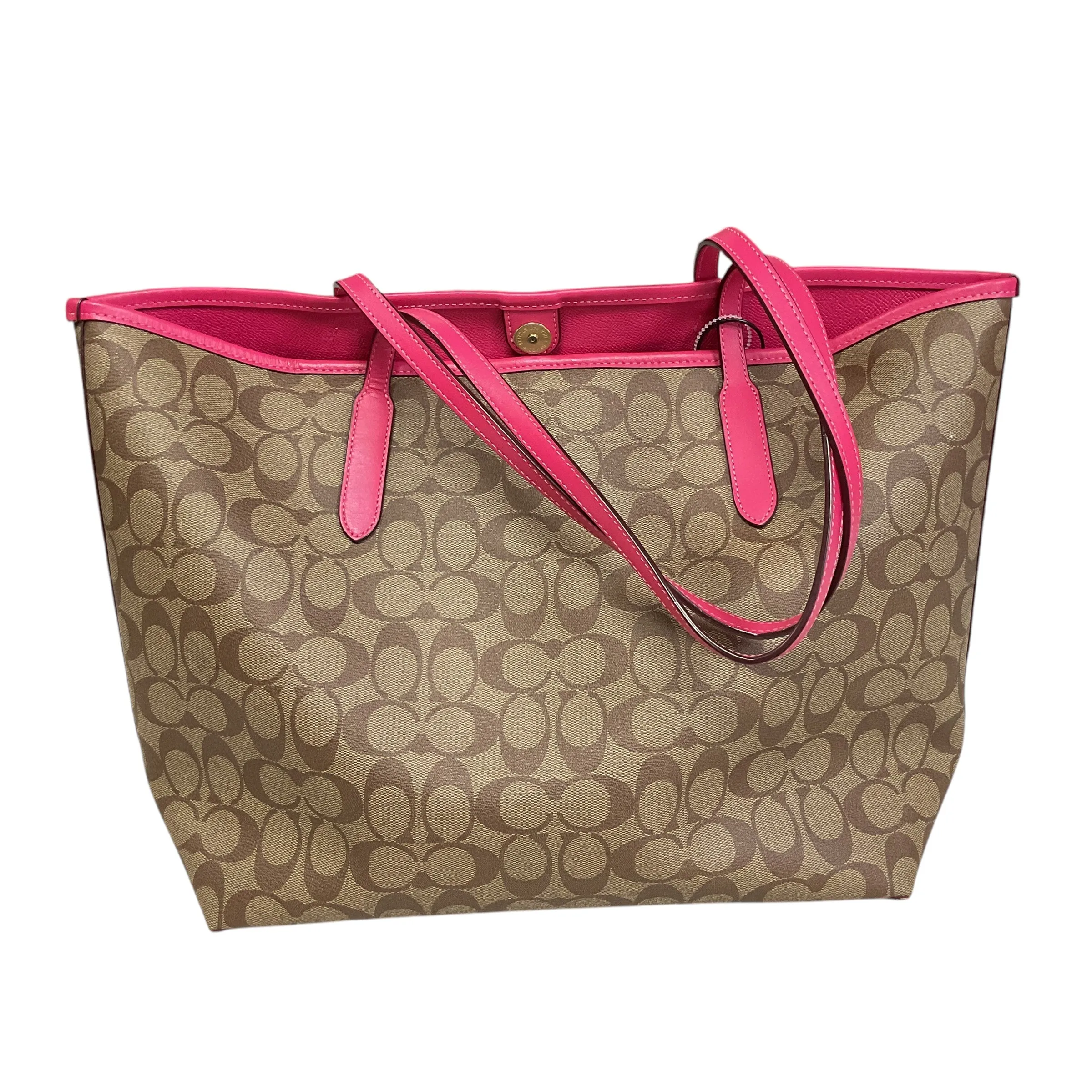 Handbag Designer By Coach In Brown & Pink, Size:Large