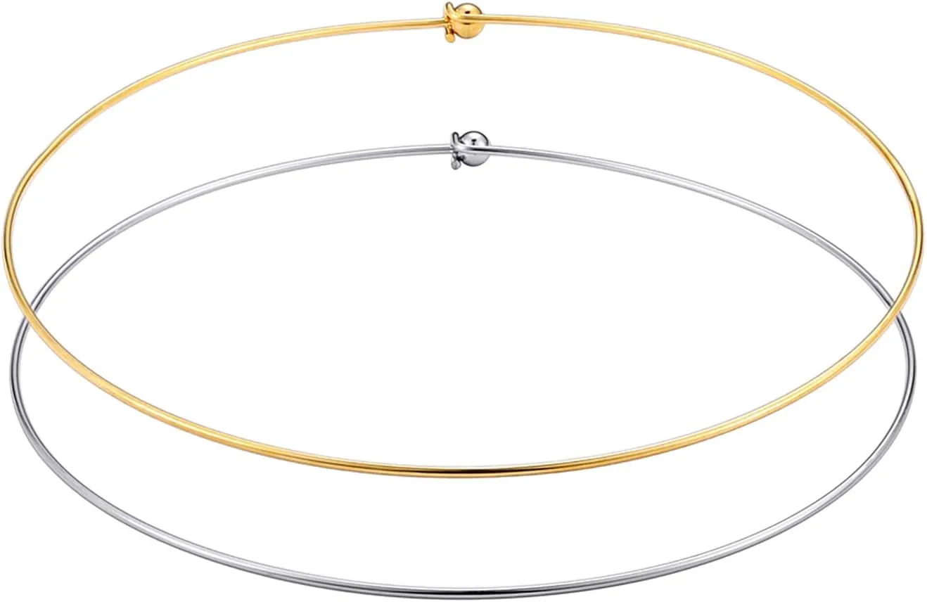 HooAMI Stainless Steel Silver Choker Necklace for Women