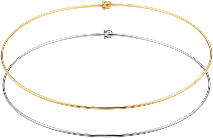 HooAMI Stainless Steel Silver Choker Necklace for Women