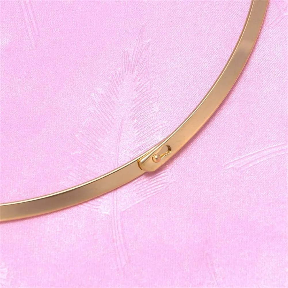 HooAMI Stainless Steel Silver Choker Necklace for Women