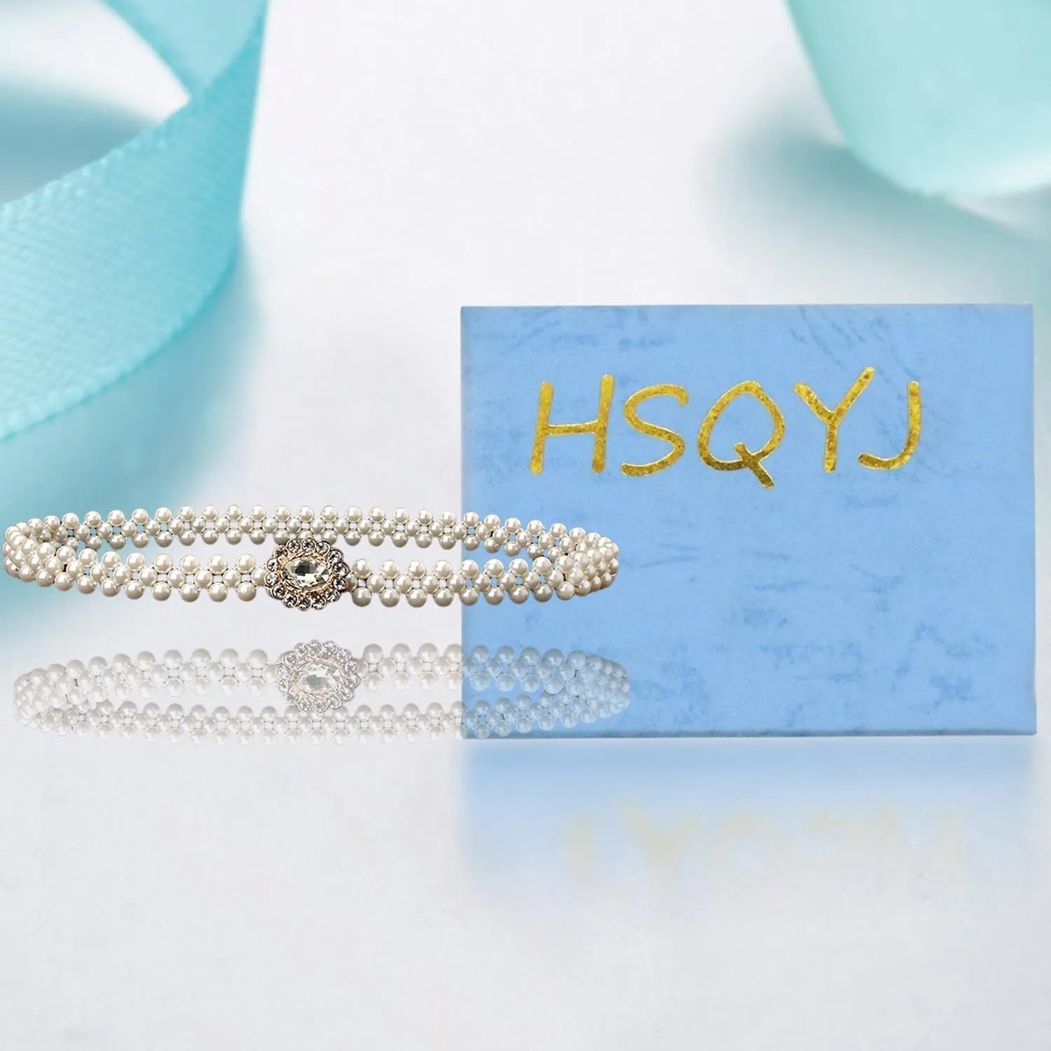 HSQYJ Pearl Elastic Chain Belt Adjustable Stretchy Metal Crystal Flower Buckle Waist Belt Western Body Jewelry for Women Girl