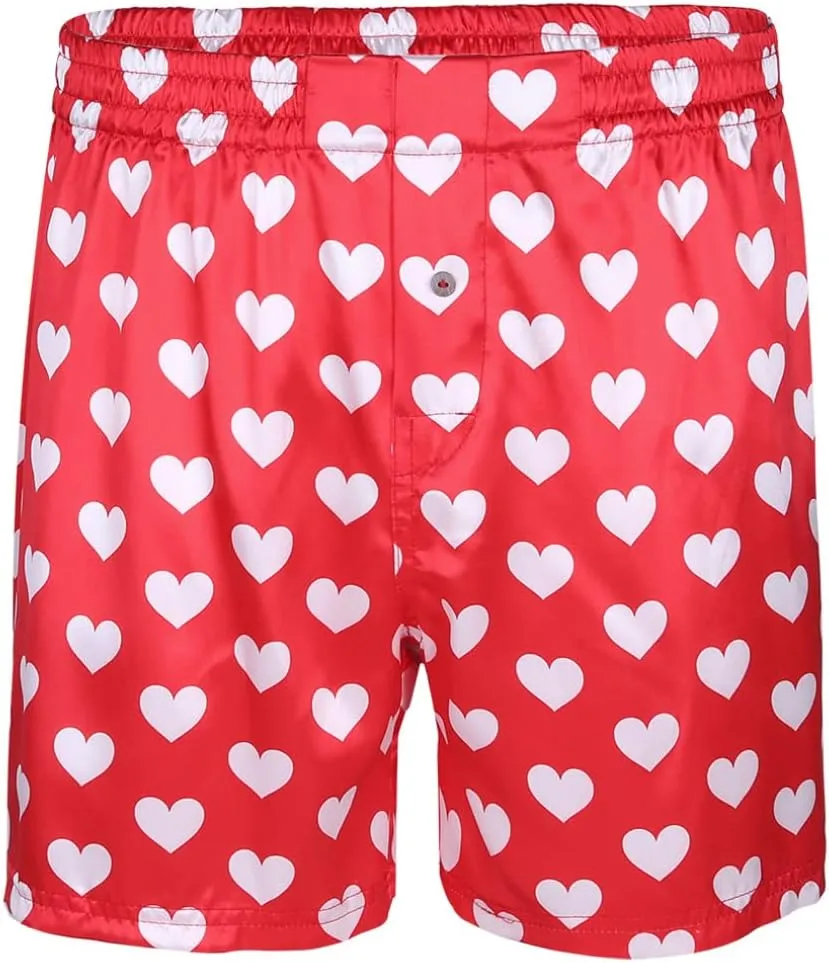 iiniim Men's Boxer Shorts Underwear Sleep Pajama Summer Sleep Shorts Beach Shorts for Valentines Day