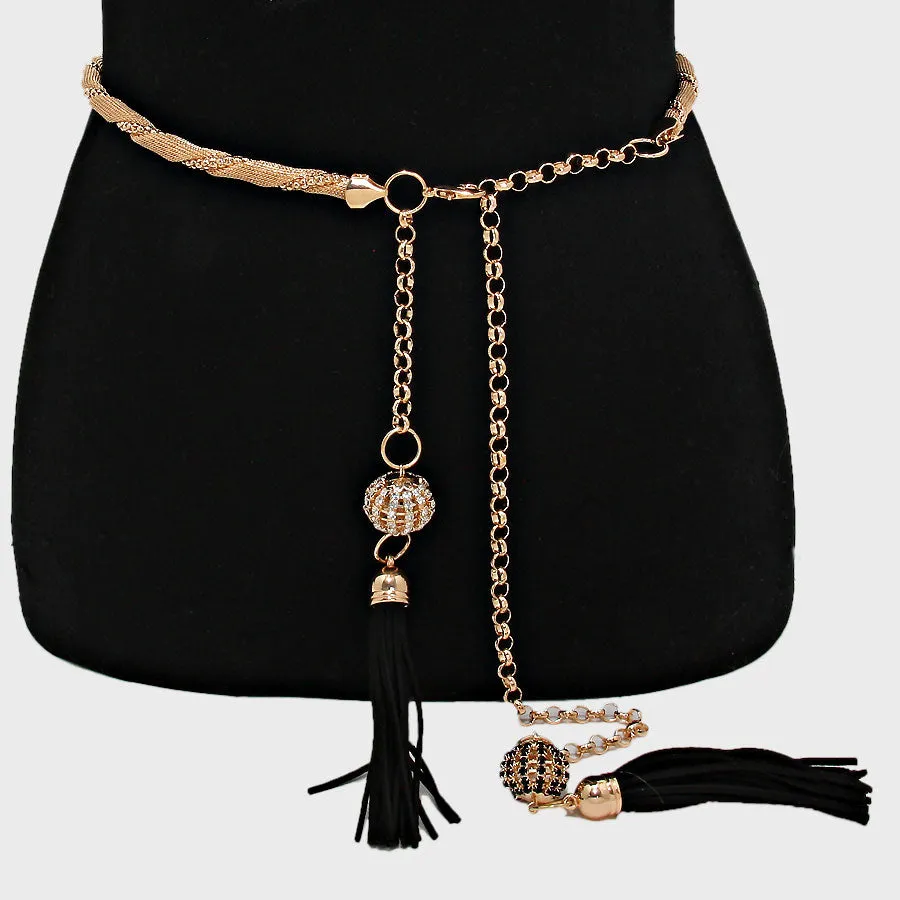 iLLASPARKZ Crystal Ball Tassel Drop Fashion Belt