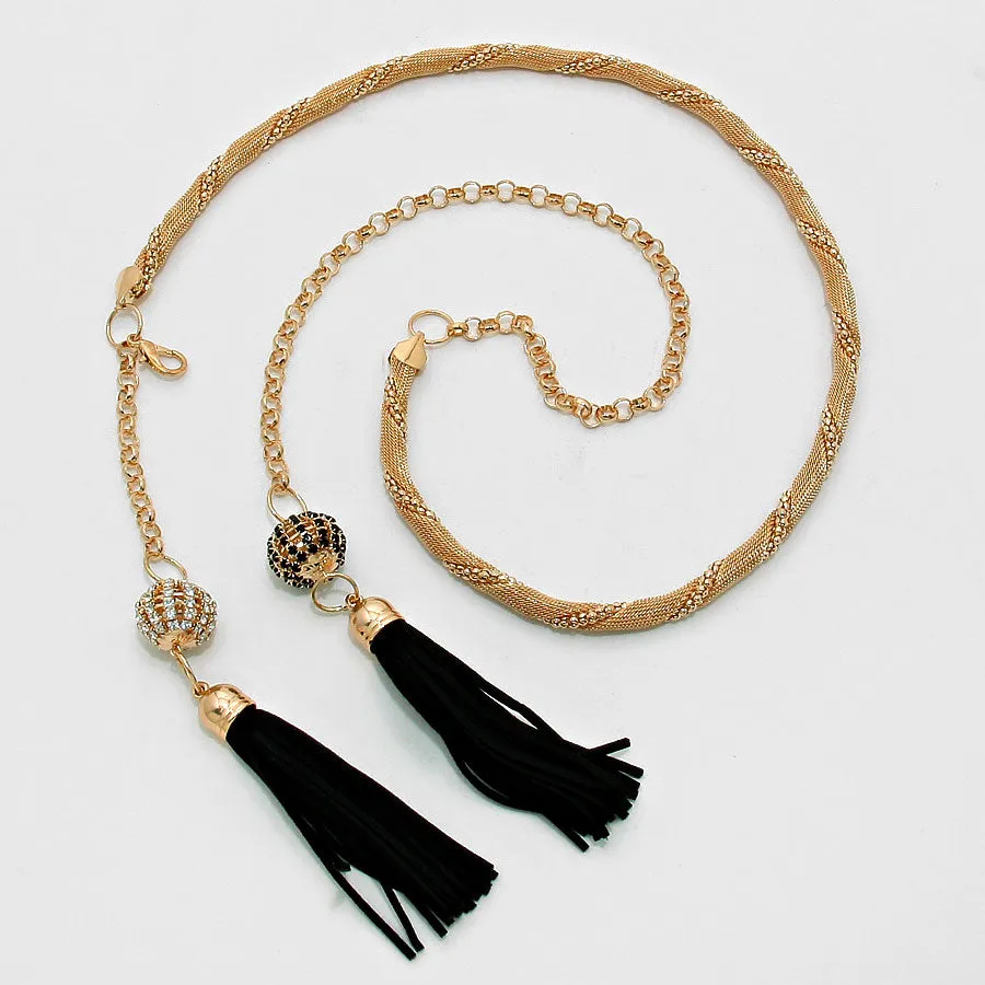 iLLASPARKZ Crystal Ball Tassel Drop Fashion Belt