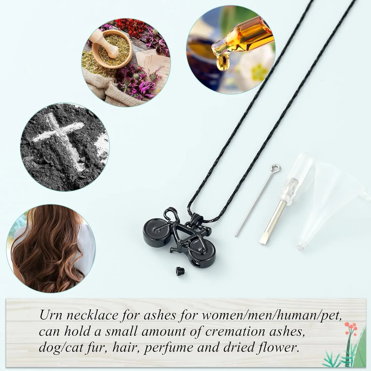 Imrsanl Bicycle Cremation Jewelry for Ashes Bike Urn Necklace for Men Women Keepsake Memorial Ash Jewelry