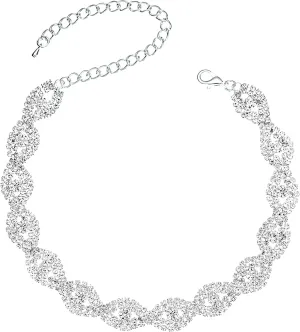Infinity Shiny Rhinestone Crystal Choker Necklace Jewelry for Women Wedding Bride Evening Costume Prom Birthday Jewelry