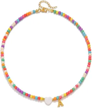 Initial Necklaces for Women, Colorful Beaded Choker Necklaces Jewelry women Gifts Birthday Gifts Christmas Jewelry Gift