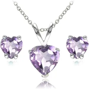 Jewelry Sets for Women, Necklace and Earring Sets for Women, Birthstone Jewelry, Genuine or Synthetic Gemstone, Heart Solitaire, Pendant Necklace, Stud Earrings, Silver Jewelry or Gold Flash