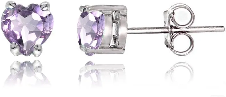 Jewelry Sets for Women, Necklace and Earring Sets for Women, Birthstone Jewelry, Genuine or Synthetic Gemstone, Heart Solitaire, Pendant Necklace, Stud Earrings, Silver Jewelry or Gold Flash